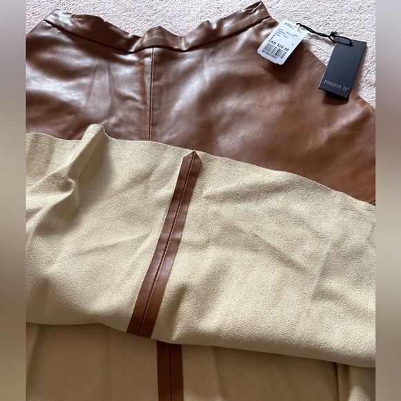 NWT Forever21 Cognac Faux Leather Midi Circle Skirt - Size Small - Picture 6 of 10